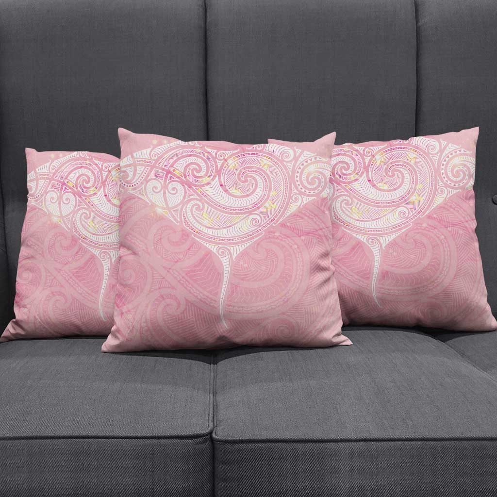 Breast Cancer Awareness Maori Aotearoa Pillow Cover Manta Ray - Pink Glaze - Polynesian Pride