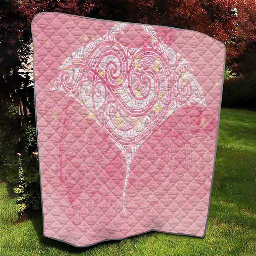 Breast Cancer Awareness Maori Aotearoa Quilt Manta Ray - Pink Glaze - Polynesian Pride