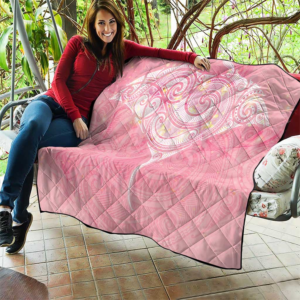 Breast Cancer Awareness Maori Aotearoa Quilt Manta Ray - Pink Glaze - Polynesian Pride