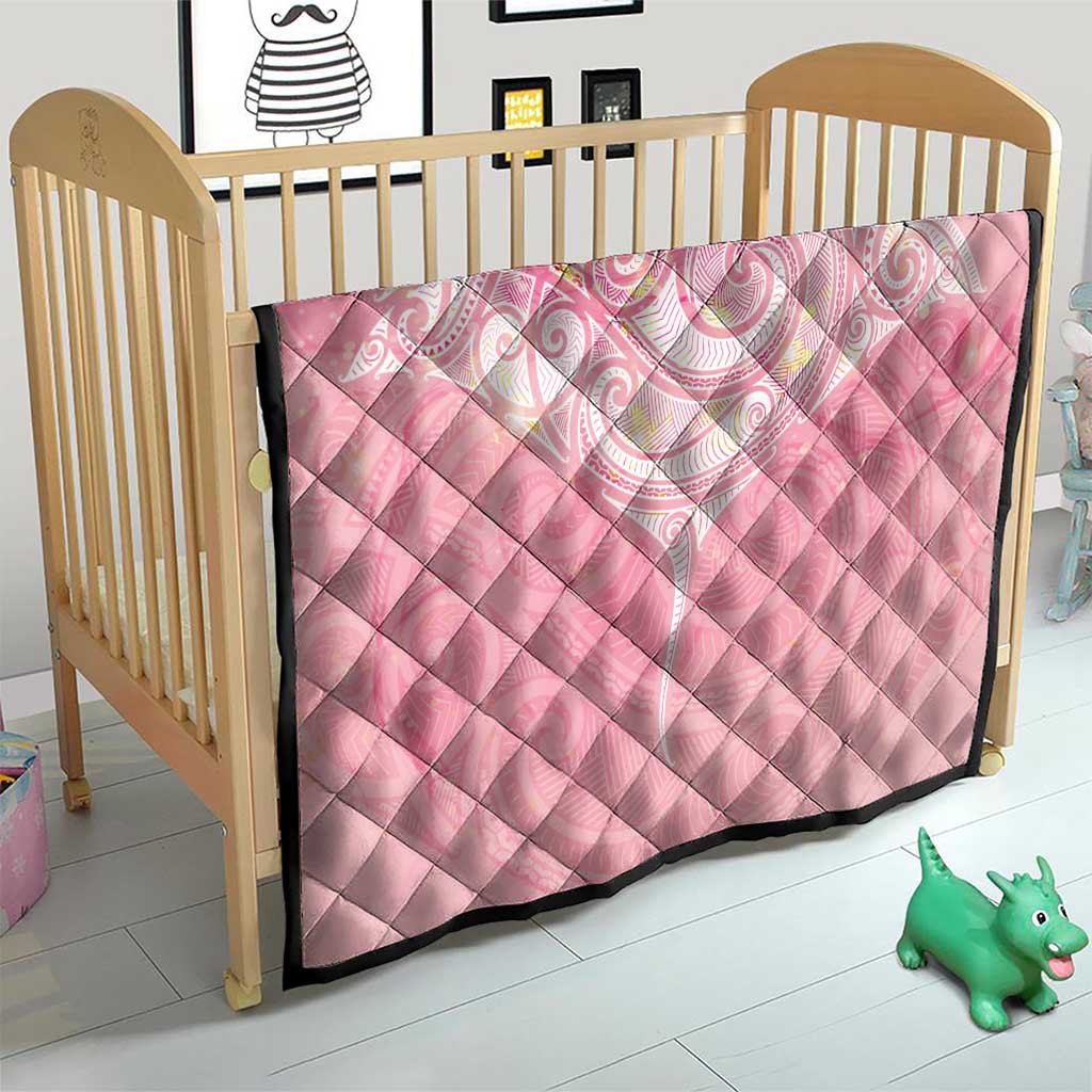 Breast Cancer Awareness Maori Aotearoa Quilt Manta Ray - Pink Glaze - Polynesian Pride