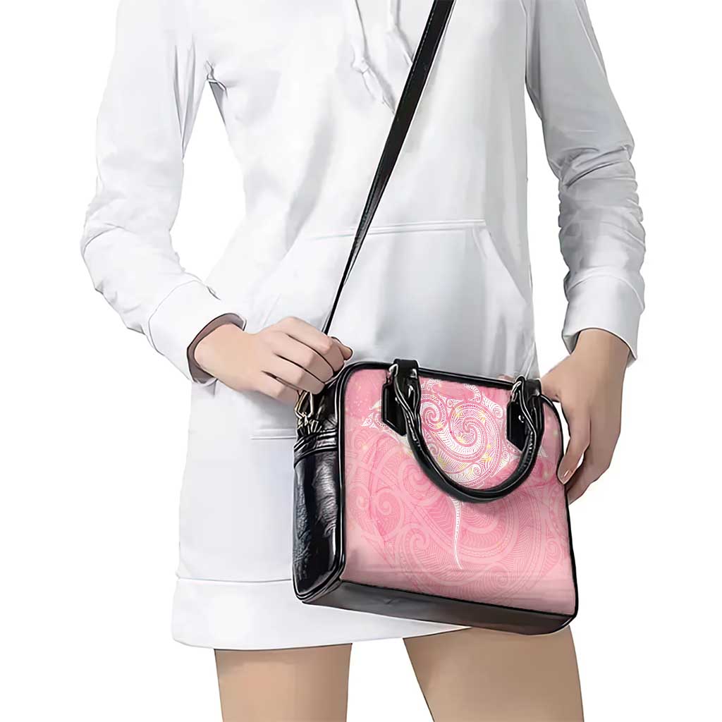 Breast Cancer Awareness Maori Aotearoa Shoulder Handbag Manta Ray - Pink Glaze - Polynesian Pride