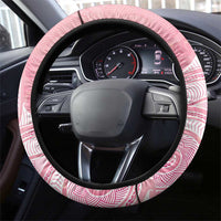 Breast Cancer Awareness Maori Aotearoa Steering Wheel Cover Manta Ray - Pink Glaze LT7 - Polynesian Pride