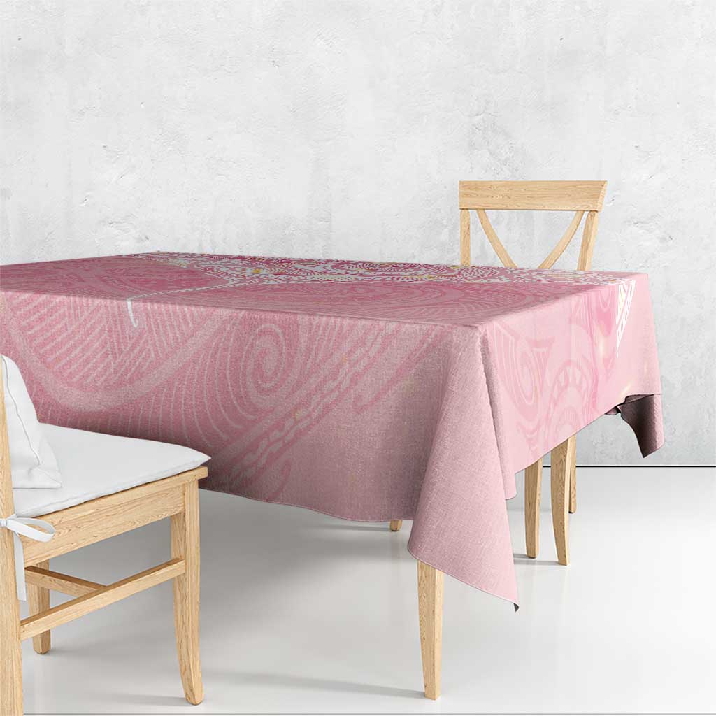 Breast Cancer Awareness Maori Aotearoa Tablecloth Manta Ray - Pink Glaze - Polynesian Pride