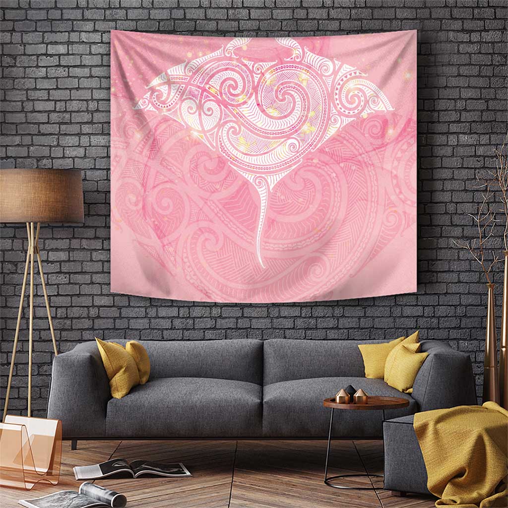 Breast Cancer Awareness Maori Aotearoa Tapestry Manta Ray - Pink Glaze - Polynesian Pride