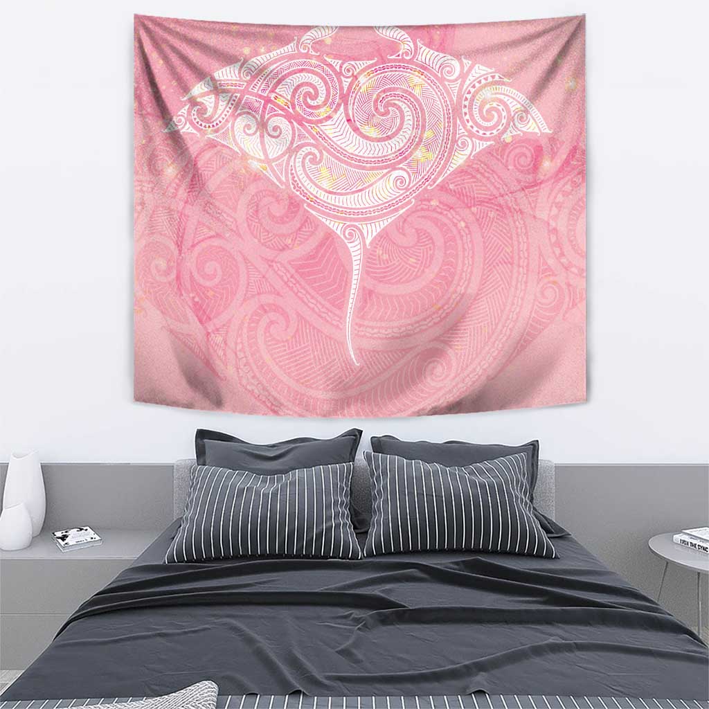 Breast Cancer Awareness Maori Aotearoa Tapestry Manta Ray - Pink Glaze - Polynesian Pride