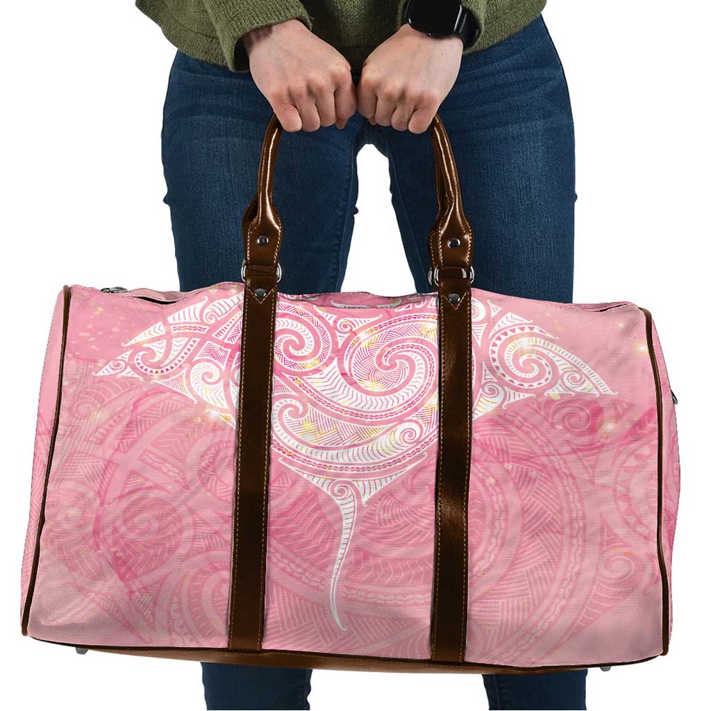 Breast Cancer Awareness Maori Aotearoa Travel Bag Manta Ray - Pink Glaze - Polynesian Pride