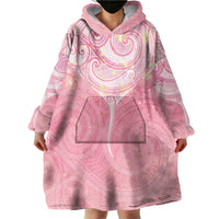 Breast Cancer Awareness Maori Aotearoa Wearable Blanket Hoodie Manta Ray - Pink Glaze - Polynesian Pride
