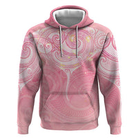Breast Cancer Awareness Maori Aotearoa Zip Hoodie Manta Ray - Pink Glaze - Polynesian Pride