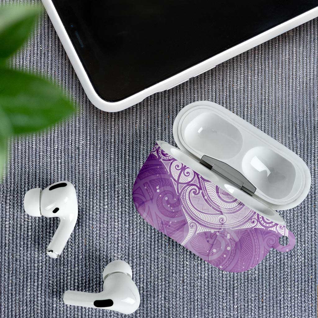 Epilepsy Awareness Maori Aotearoa AirPods Case Manta Ray - Purple Glaze - Polynesian Pride