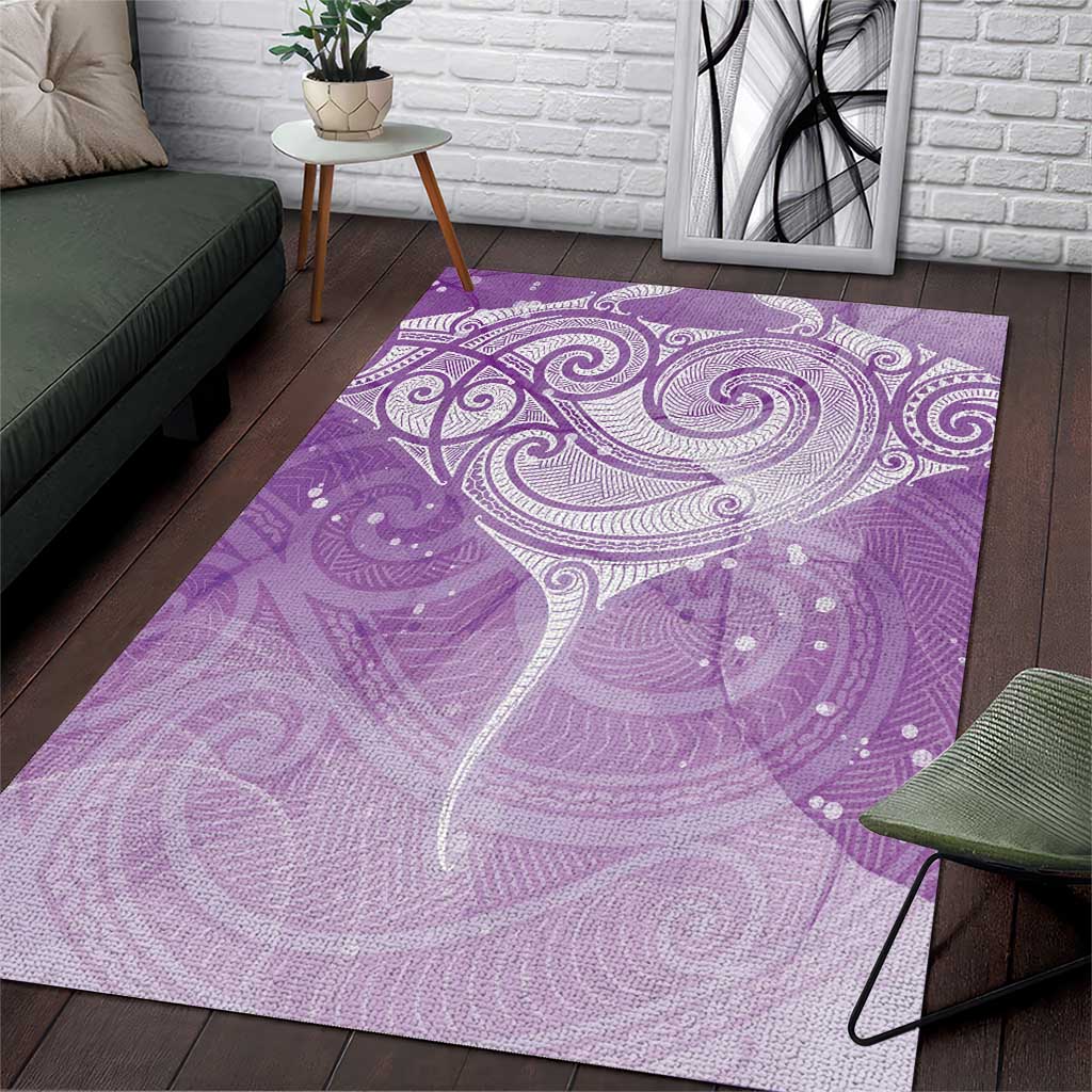 Epilepsy Awareness Maori Aotearoa Area Rug Manta Ray - Purple Glaze - Polynesian Pride