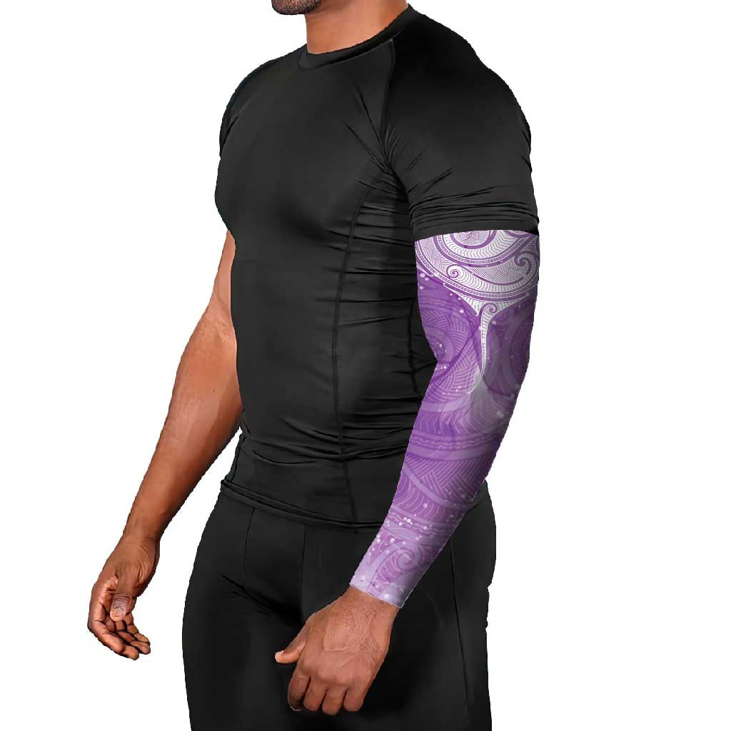 Epilepsy Awareness Maori Aotearoa Arm Sleeves Manta Ray - Purple Glaze - Polynesian Pride