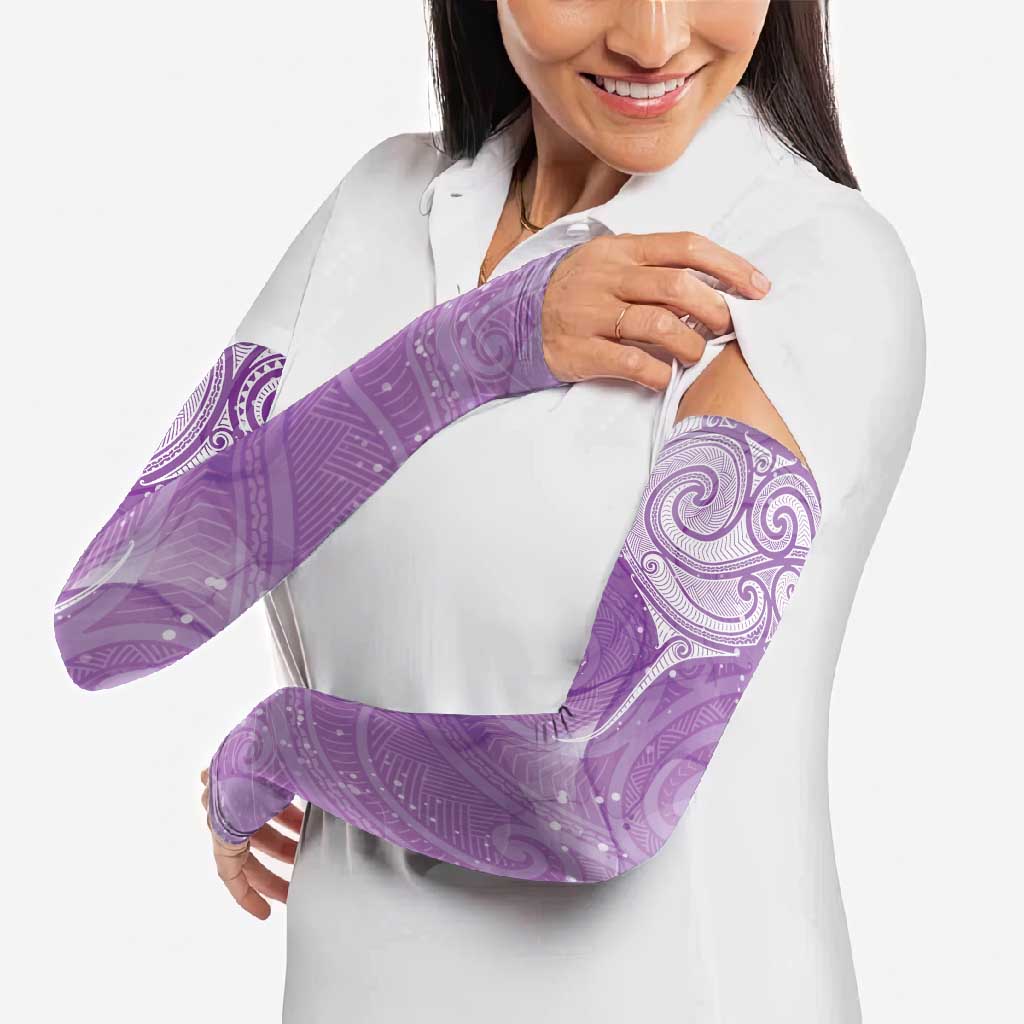 Epilepsy Awareness Maori Aotearoa Arm Sleeves Manta Ray - Purple Glaze - Polynesian Pride