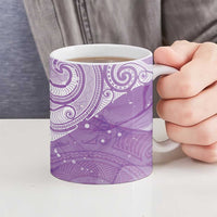 Epilepsy Awareness Maori Aotearoa Ceramic Mug Manta Ray - Purple Glaze - Polynesian Pride