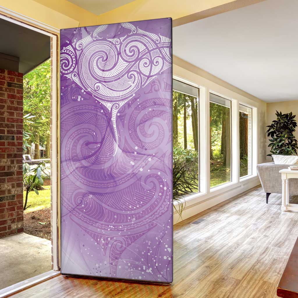 Epilepsy Awareness Maori Aotearoa Door Cover Manta Ray - Purple Glaze - Polynesian Pride
