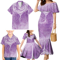 Epilepsy Awareness Maori Aotearoa Family Matching Mermaid Dress and Hawaiian Shirt Manta Ray - Purple Glaze LT7 - Polynesian Pride