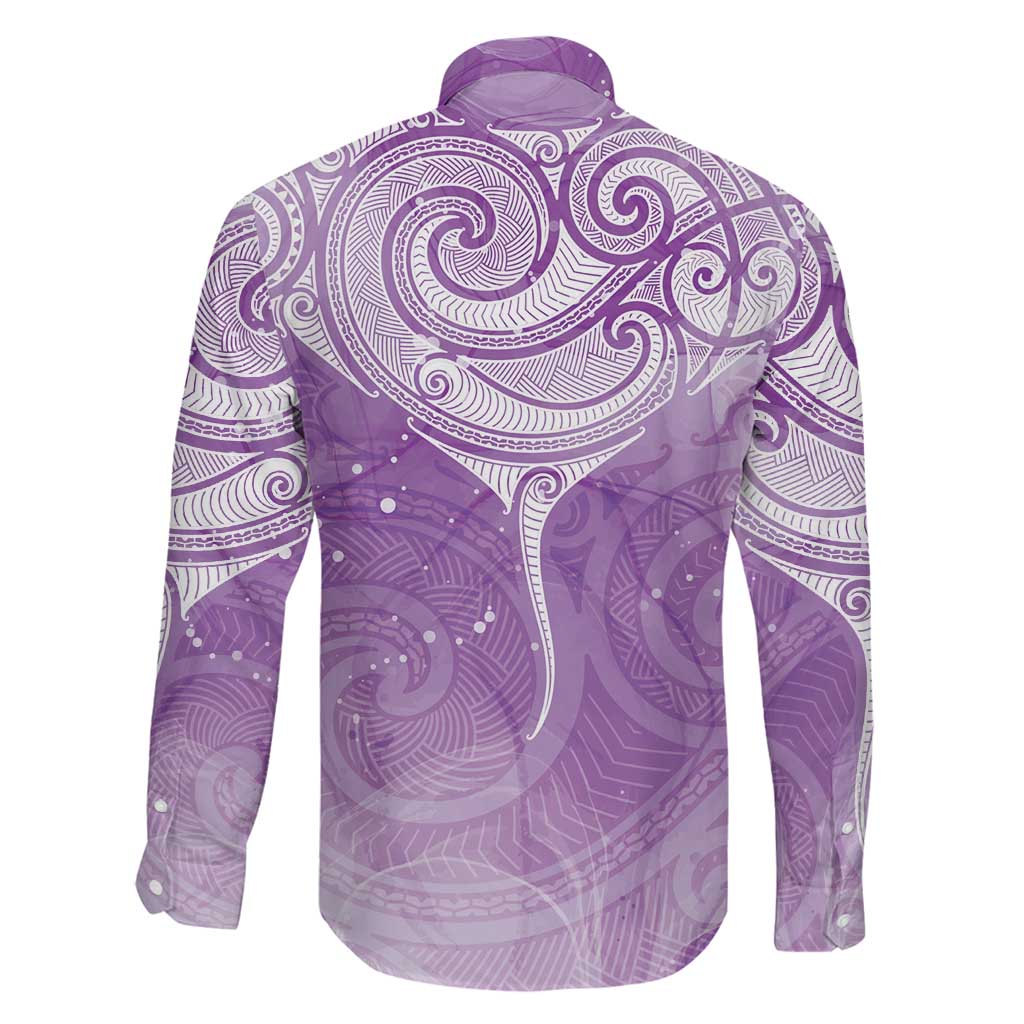 Epilepsy Awareness Maori Aotearoa Family Matching Off Shoulder Short Dress and Hawaiian Shirt Manta Ray - Purple Glaze LT7 - Polynesian Pride