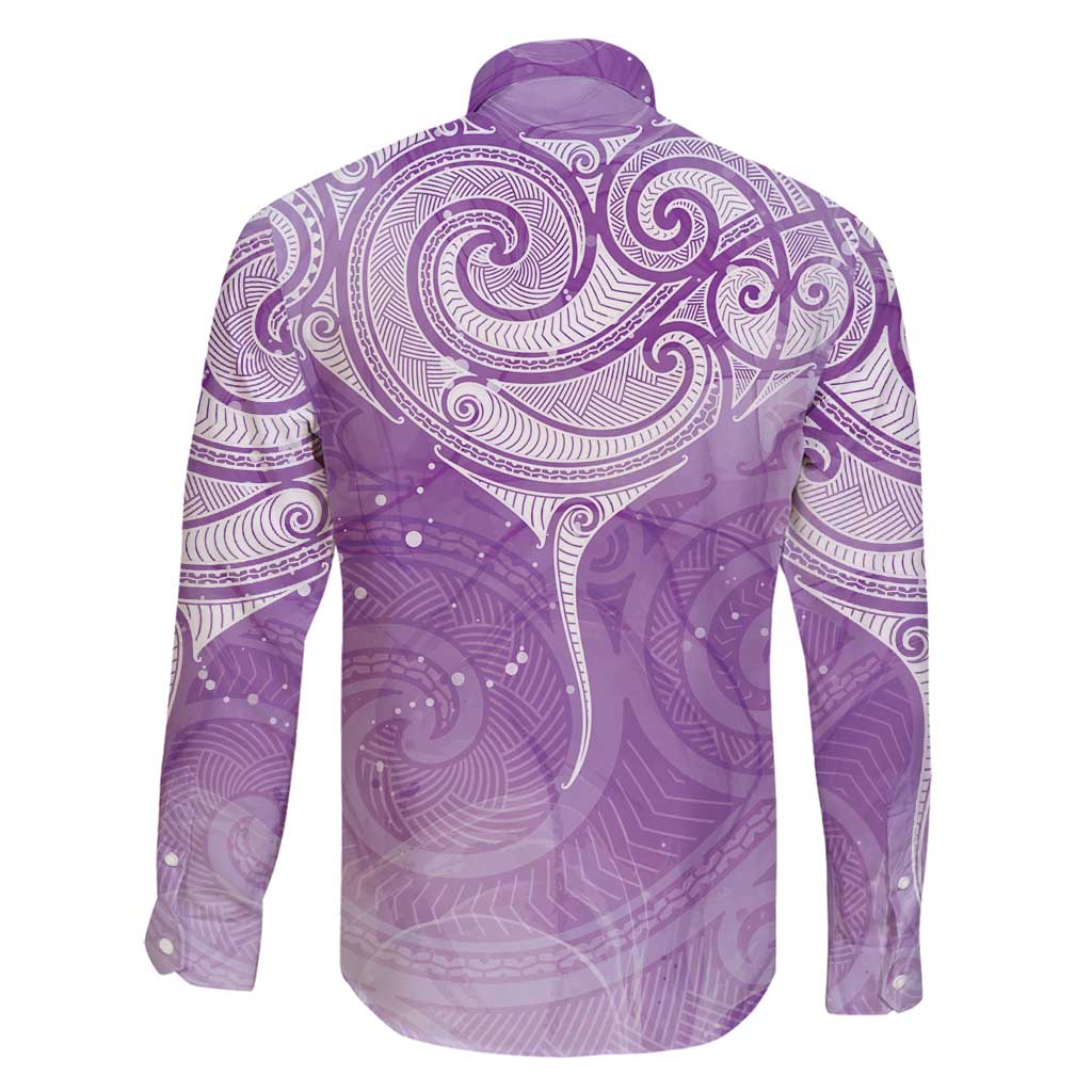 Epilepsy Awareness Maori Aotearoa Family Matching Puletasi and Hawaiian Shirt Manta Ray - Purple Glaze - Polynesian Pride