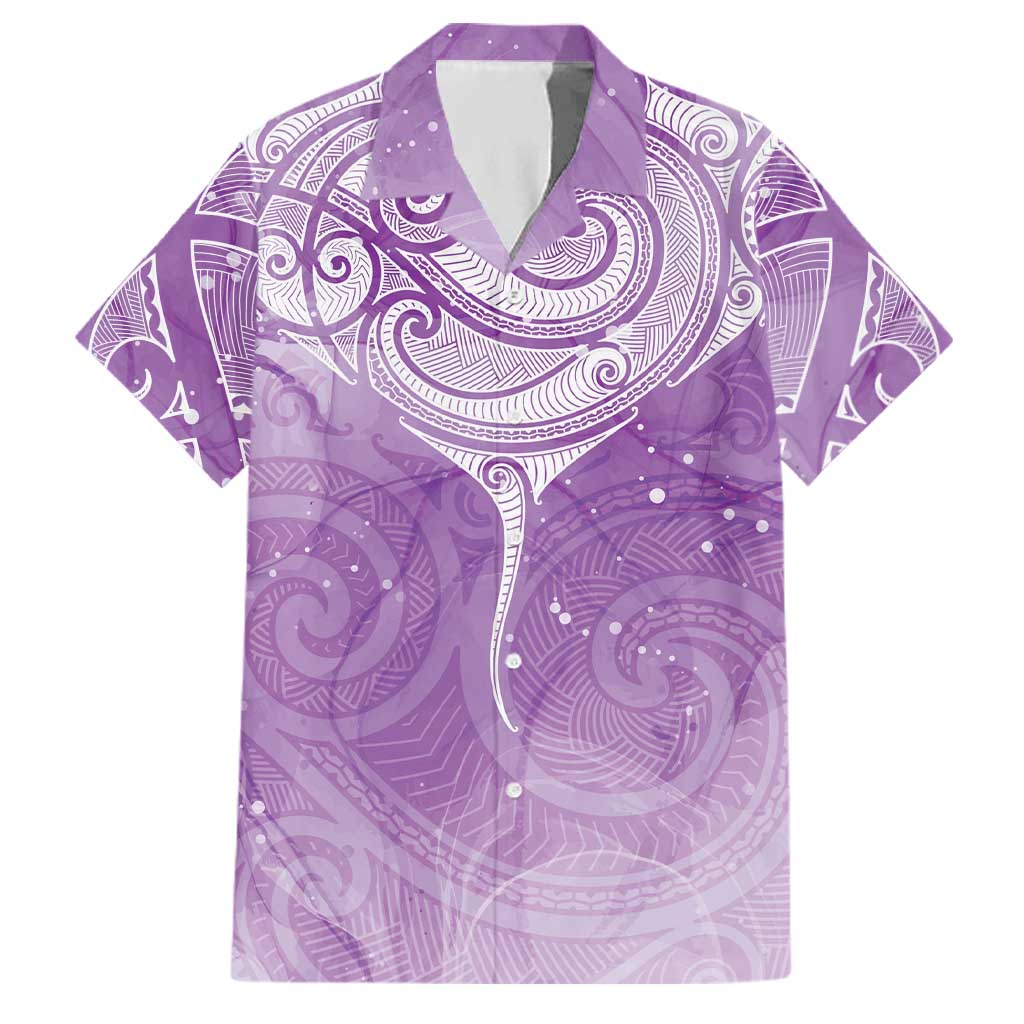 Epilepsy Awareness Maori Aotearoa Family Matching Short Sleeve Bodycon Dress and Hawaiian Shirt Manta Ray - Purple Glaze LT7 Dad's Shirt - Short Sleeve Purple - Polynesian Pride