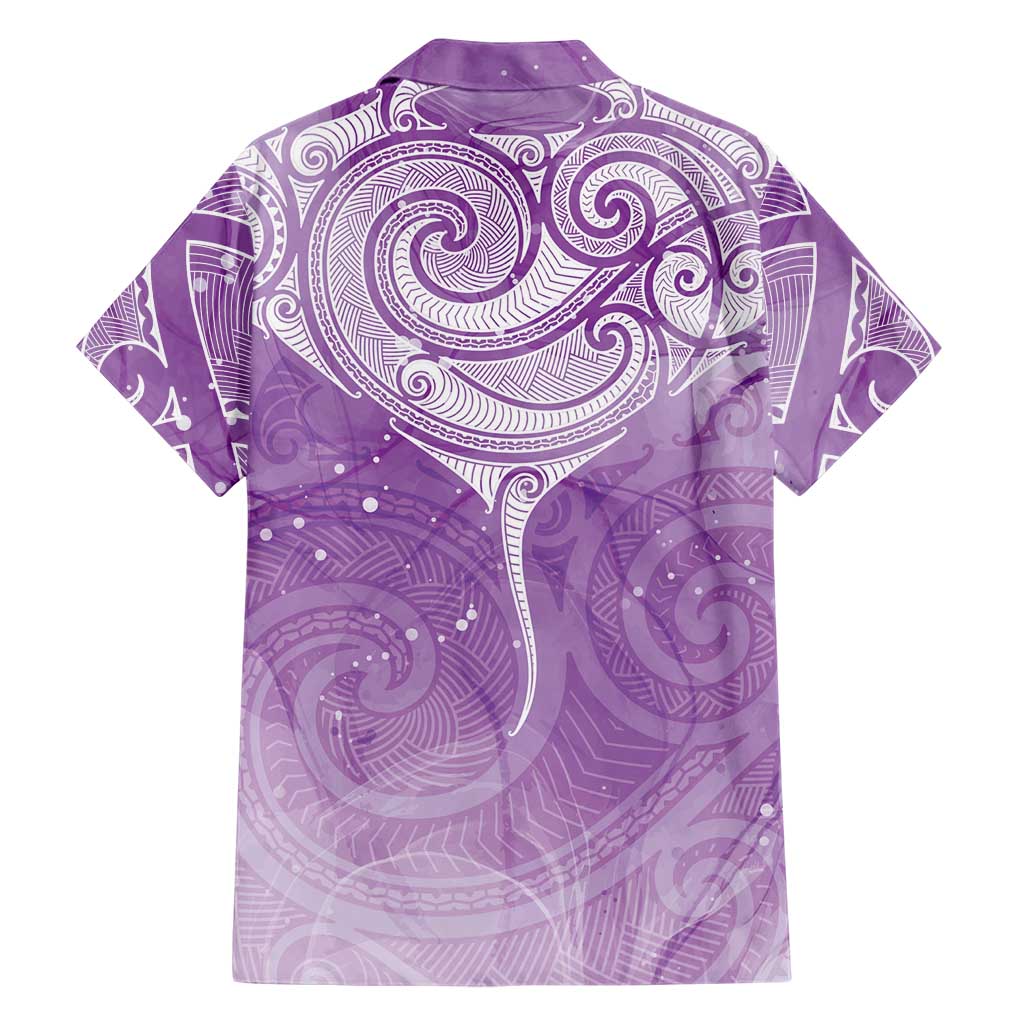 Epilepsy Awareness Maori Aotearoa Family Matching Short Sleeve Bodycon Dress and Hawaiian Shirt Manta Ray - Purple Glaze LT7 - Polynesian Pride