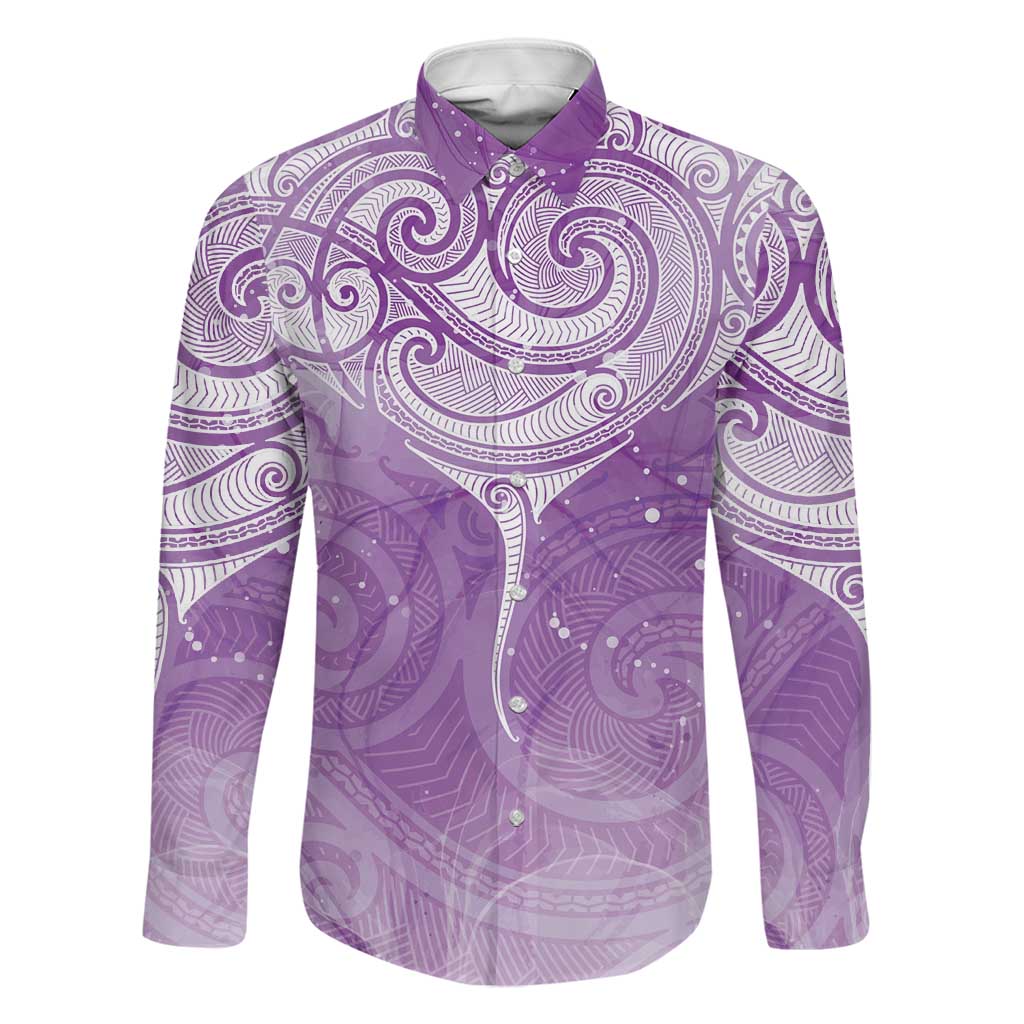 Epilepsy Awareness Maori Aotearoa Family Matching Short Sleeve Bodycon Dress and Hawaiian Shirt Manta Ray - Purple Glaze LT7 Dad's Shirt - Long Sleeve Purple - Polynesian Pride
