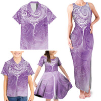 Epilepsy Awareness Maori Aotearoa Family Matching Tank Maxi Dress and Hawaiian Shirt Manta Ray - Purple Glaze LT7 - Polynesian Pride