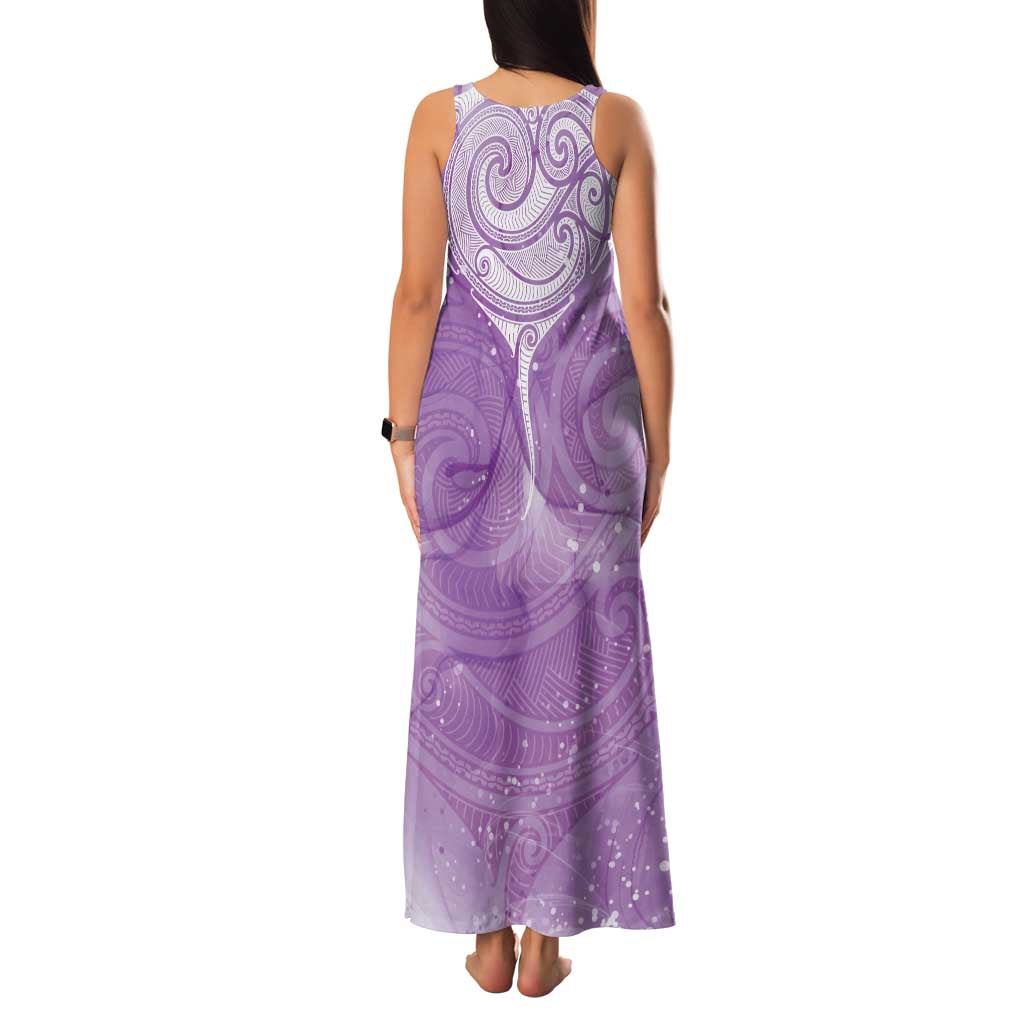 Epilepsy Awareness Maori Aotearoa Family Matching Tank Maxi Dress and Hawaiian Shirt Manta Ray - Purple Glaze LT7 - Polynesian Pride