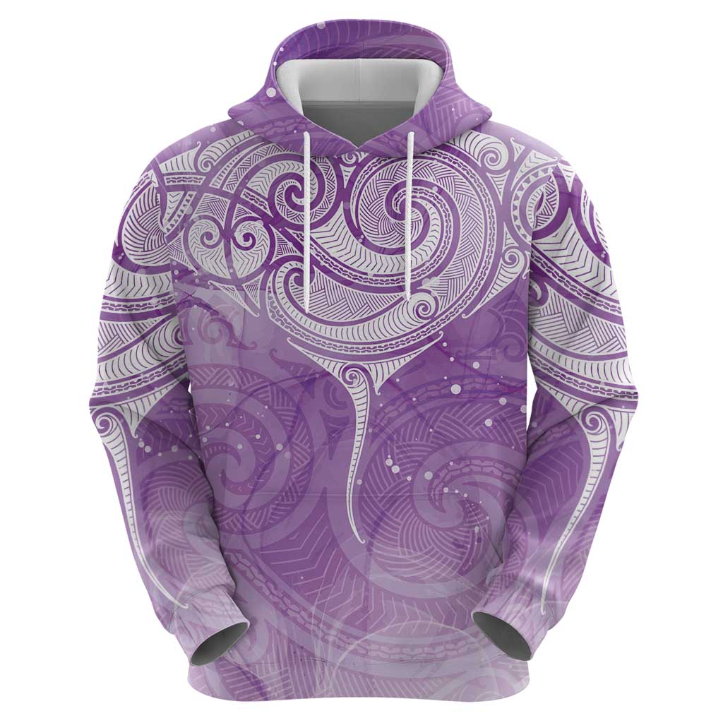 Epilepsy Awareness Maori Aotearoa Hoodie Manta Ray - Purple Glaze - Polynesian Pride