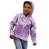 Epilepsy Awareness Maori Aotearoa Kid Hoodie Manta Ray - Purple Glaze - Polynesian Pride