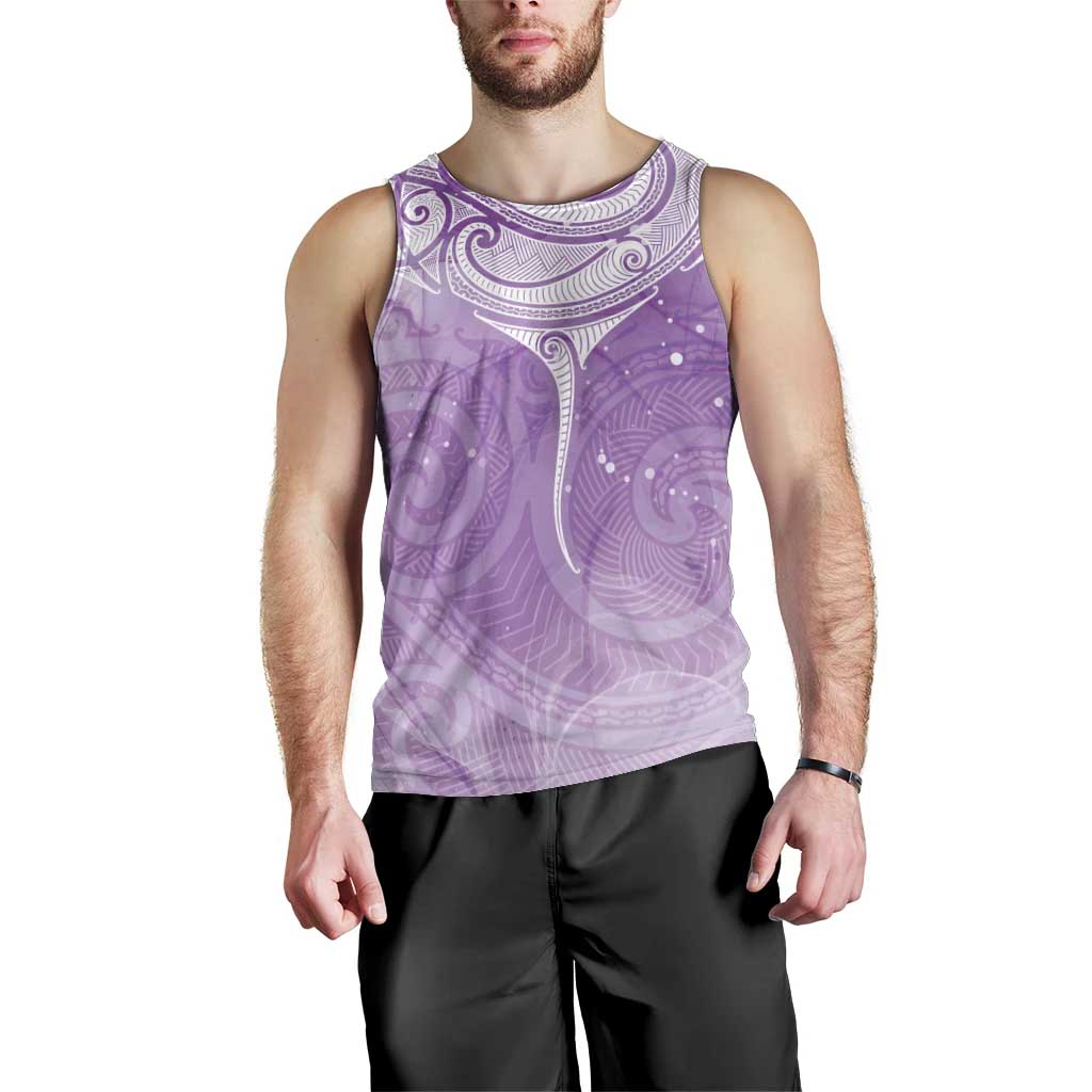 Epilepsy Awareness Maori Aotearoa Men Tank Top Manta Ray - Purple Glaze - Polynesian Pride