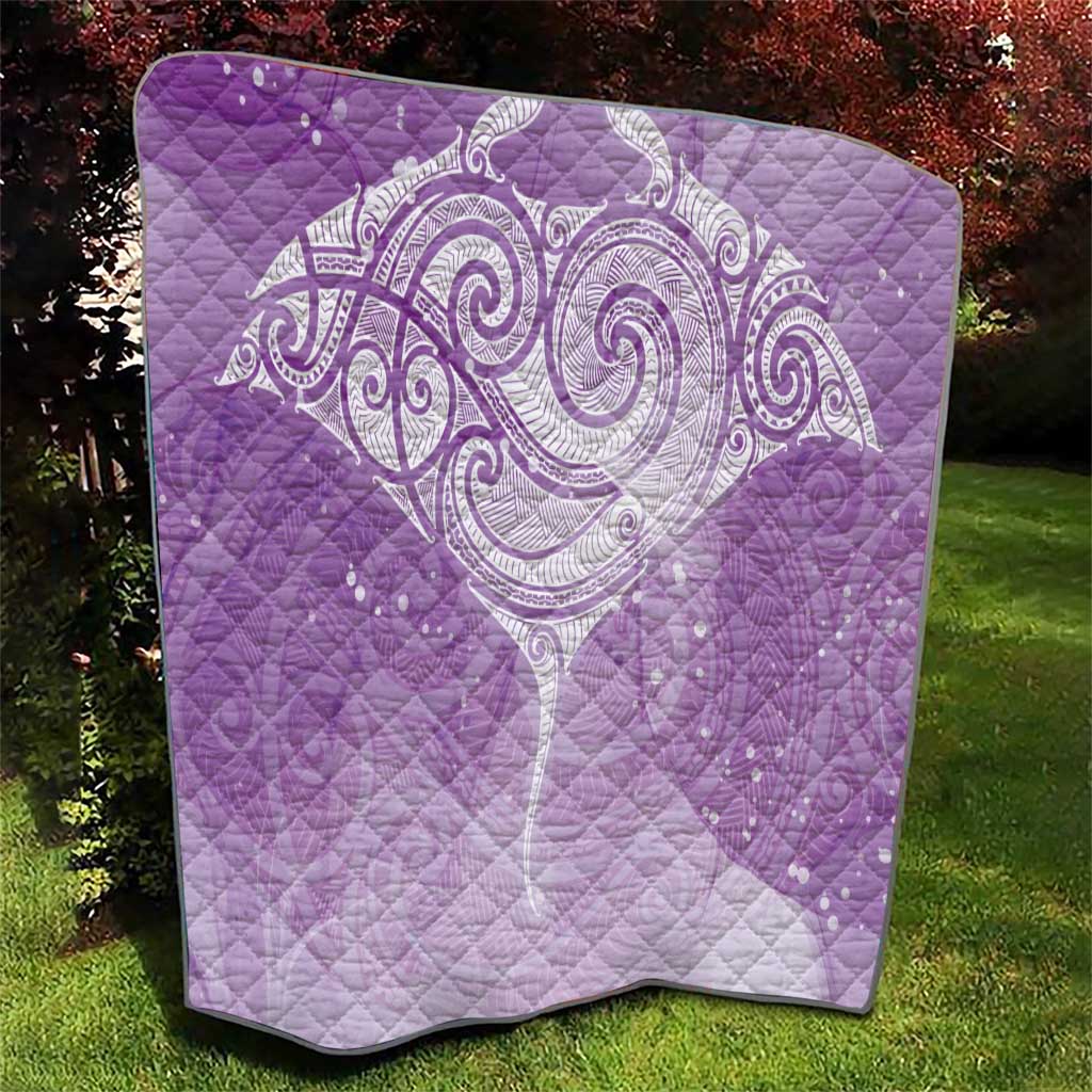 Epilepsy Awareness Maori Aotearoa Quilt Manta Ray - Purple Glaze - Polynesian Pride