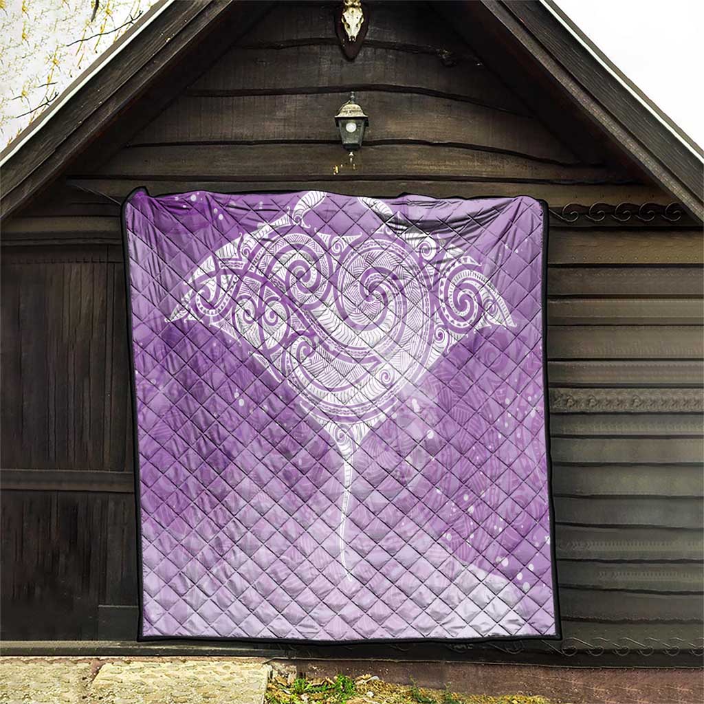 Epilepsy Awareness Maori Aotearoa Quilt Manta Ray - Purple Glaze - Polynesian Pride
