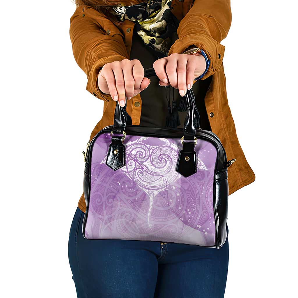 Epilepsy Awareness Maori Aotearoa Shoulder Handbag Manta Ray - Purple Glaze - Polynesian Pride