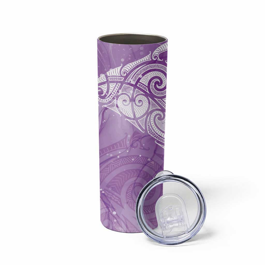 Epilepsy Awareness Maori Aotearoa Skinny Tumbler Manta Ray - Purple Glaze - Polynesian Pride
