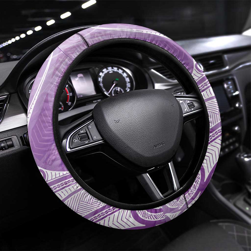 Epilepsy Awareness Maori Aotearoa Steering Wheel Cover Manta Ray - Purple Glaze LT7 Universal Fit Purple - Polynesian Pride
