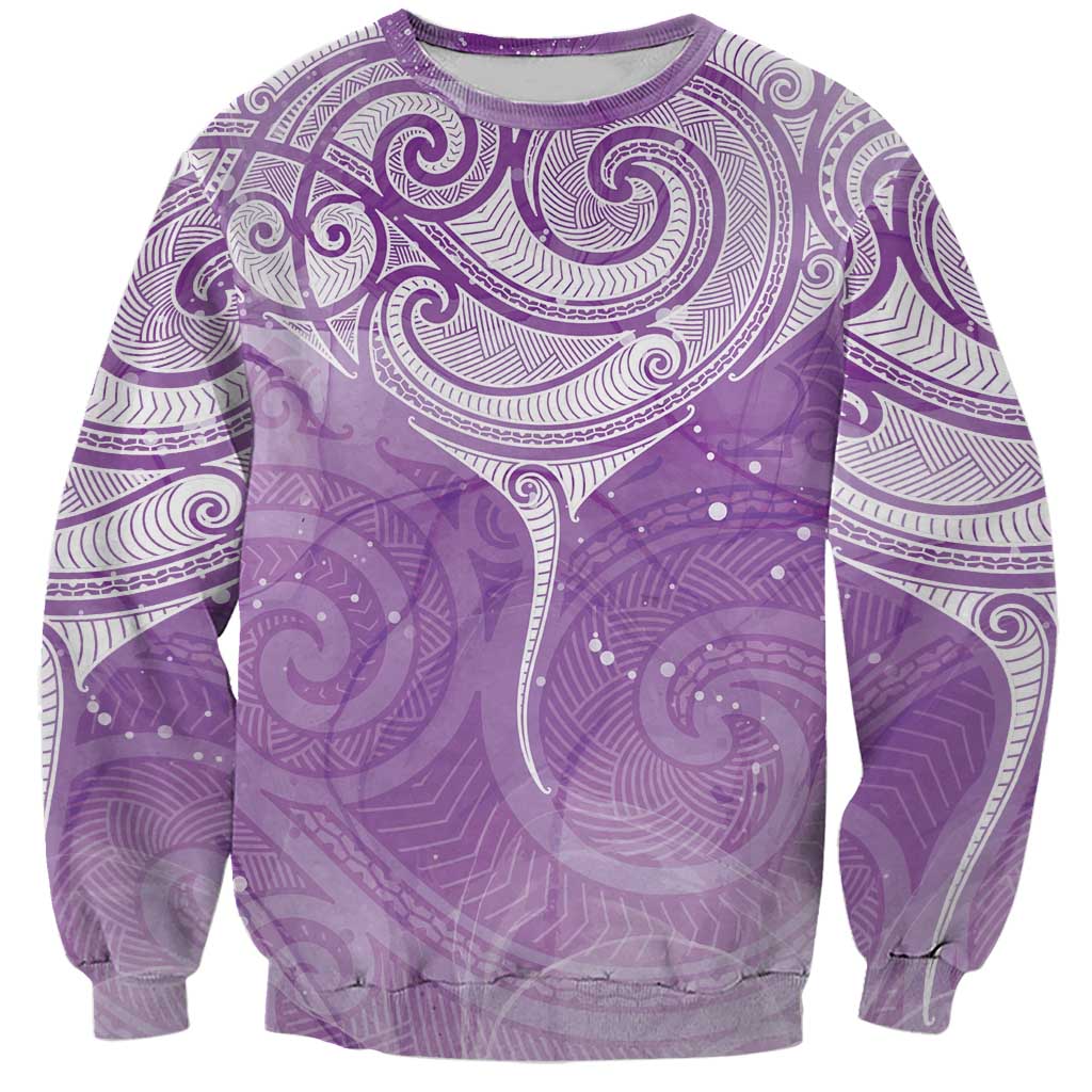 Epilepsy Awareness Maori Aotearoa Sweatshirt Manta Ray - Purple Glaze - Polynesian Pride