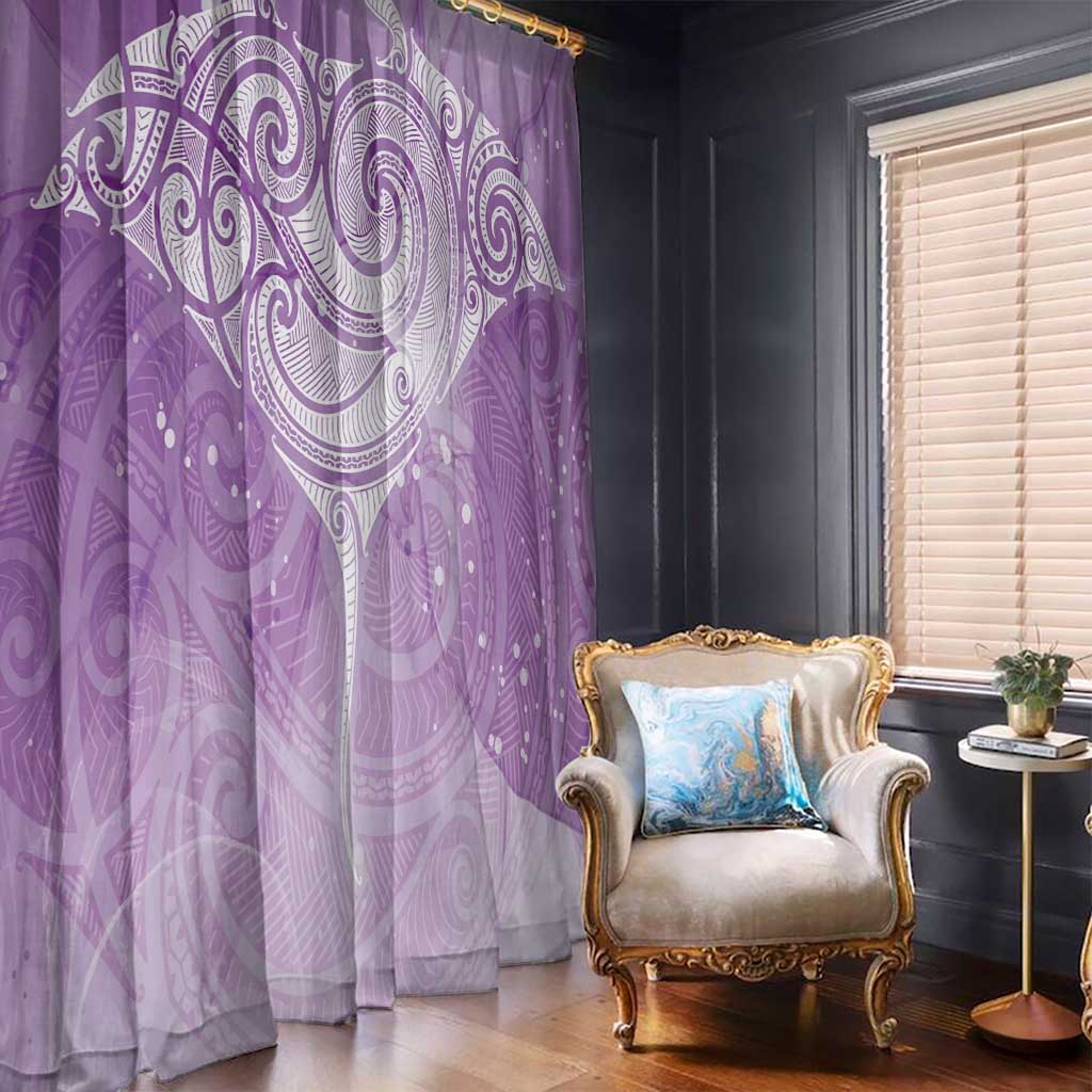 Epilepsy Awareness Maori Aotearoa Window Curtain Manta Ray - Purple Glaze LT7 - Polynesian Pride
