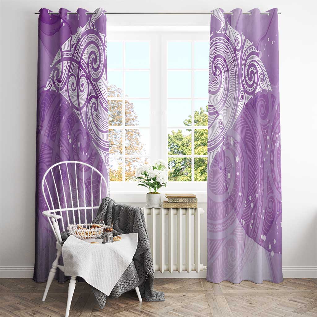 Epilepsy Awareness Maori Aotearoa Window Curtain Manta Ray - Purple Glaze LT7 - Polynesian Pride
