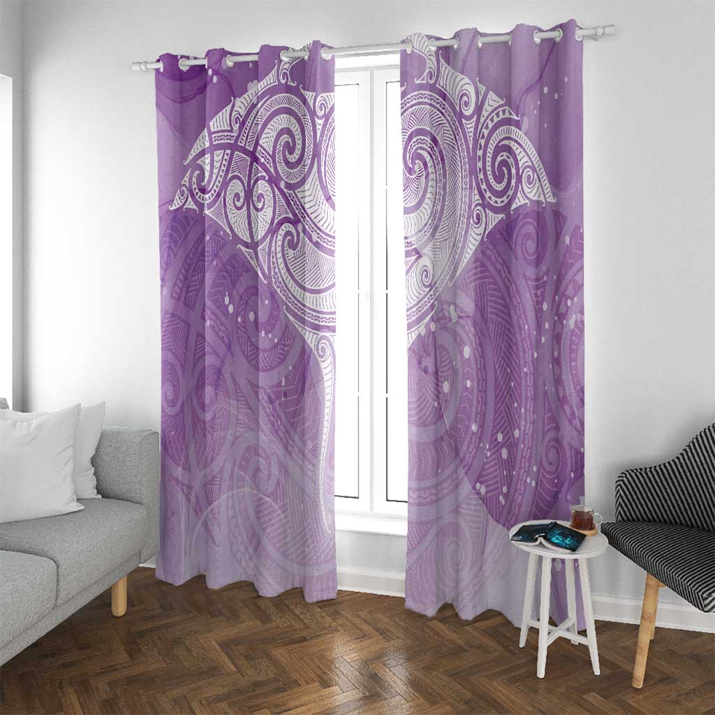Epilepsy Awareness Maori Aotearoa Window Curtain Manta Ray - Purple Glaze LT7 With Grommets Purple - Polynesian Pride