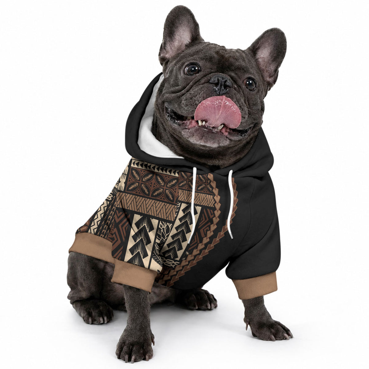 Samoa Siapo Motif Pet Hoodie Classic Style - Black Ver02