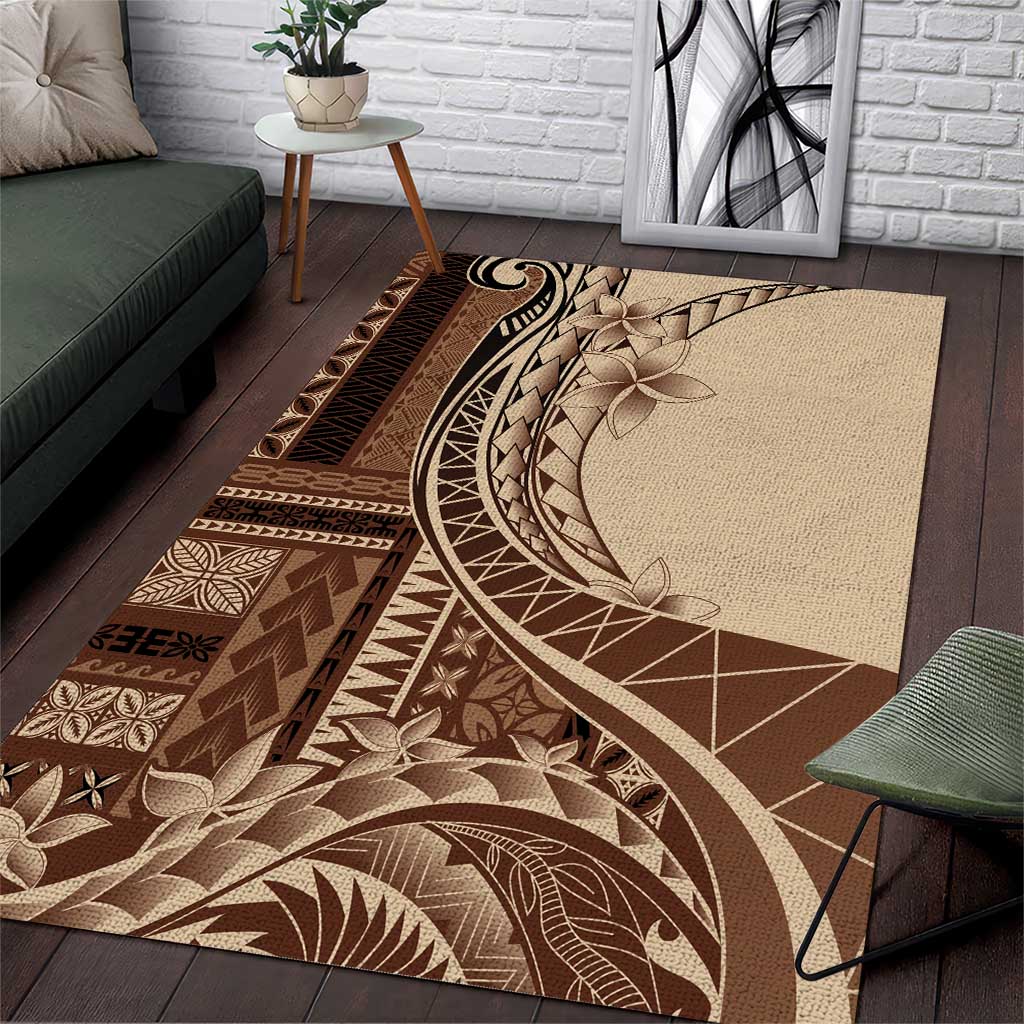 Samoa Siapo Mamanu Area Rug Plumeria Mocha Motifs