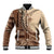 Samoa Siapo Mamanu Baseball Jacket Plumeria Mocha Motifs