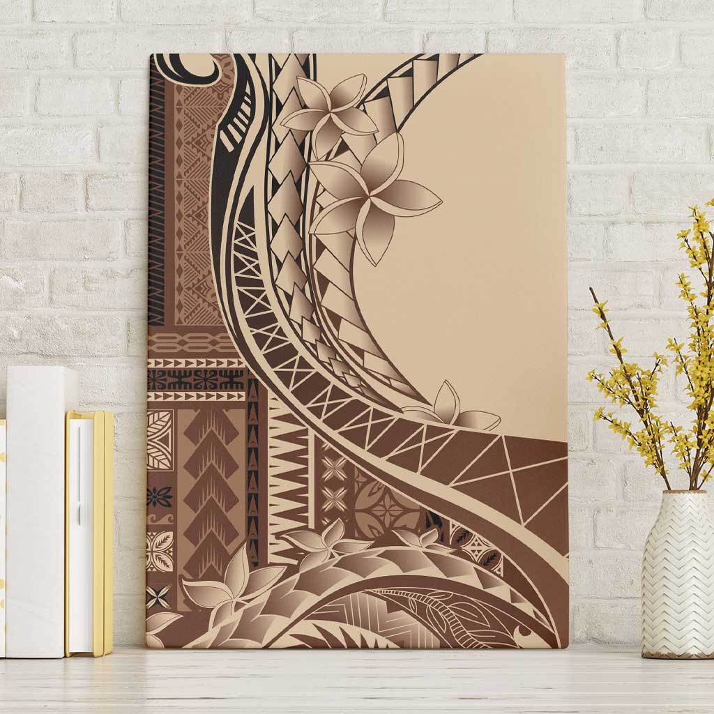 Samoa Siapo Mamanu Canvas Wall Art Plumeria Mocha Motifs