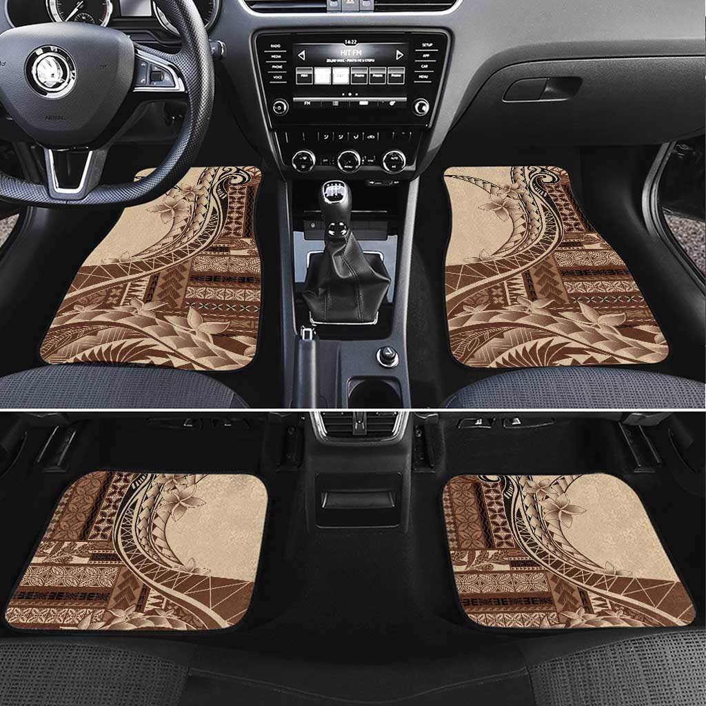 Samoa Siapo Mamanu Car Mats Plumeria Mocha Motifs