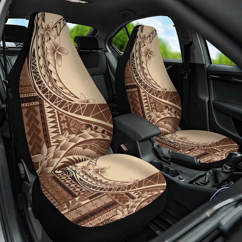 Samoa Siapo Mamanu Car Seat Cover Plumeria Mocha Motifs