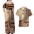 Samoa Siapo Mamanu Couples Matching Off Shoulder Maxi Dress and Hawaiian Shirt Plumeria Mocha Motifs