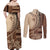 Samoa Siapo Mamanu Couples Matching Off Shoulder Maxi Dress and Long Sleeve Button Shirt Plumeria Mocha Motifs