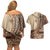 Samoa Siapo Mamanu Couples Matching Off Shoulder Short Dress and Hawaiian Shirt Plumeria Mocha Motifs