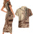 Samoa Siapo Mamanu Couples Matching Short Sleeve Bodycon Dress and Hawaiian Shirt Plumeria Mocha Motifs