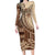 Samoa Siapo Mamanu Family Matching Long Sleeve Bodycon Dress and Hawaiian Shirt Plumeria Mocha Motifs