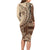 Samoa Siapo Mamanu Family Matching Long Sleeve Bodycon Dress and Hawaiian Shirt Plumeria Mocha Motifs